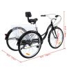 26" Inch 7-Speed Adult Tricycle 3-Wheel w Basket Aluminum for Shopping
