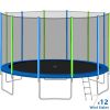 16FT Trampoline for Kids with Safety Enclosure Net;  Ladder and 12 Wind Stakes;  Round Outdoor Recreational Trampoline