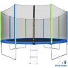 12FT Trampoline for Kids with Safety Enclosure Net;  Ladder and 8 Wind Stakes;  Round Outdoor Recreational Trampoline