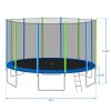 16FT Trampoline for Kids with Safety Enclosure Net;  Ladder and 12 Wind Stakes;  Round Outdoor Recreational Trampoline