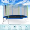 14FT Trampoline for Kids with Safety Enclosure Net;  Ladder and 8 Wind Stakes;  Round Outdoor Recreational Trampoline
