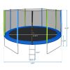 14FT Trampoline for Kids with Safety Enclosure Net;  Ladder and 8 Wind Stakes;  Round Outdoor Recreational Trampoline