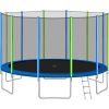 16FT Trampoline for Kids with Safety Enclosure Net;  Ladder and 12 Wind Stakes;  Round Outdoor Recreational Trampoline