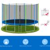 16FT Trampoline for Kids with Safety Enclosure Net;  Ladder and 12 Wind Stakes;  Round Outdoor Recreational Trampoline