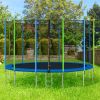 16FT Trampoline for Kids with Safety Enclosure Net;  Ladder and 12 Wind Stakes;  Round Outdoor Recreational Trampoline