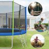 12FT Trampoline for Kids with Safety Enclosure Net;  Ladder and 8 Wind Stakes;  Round Outdoor Recreational Trampoline