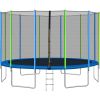 16FT Trampoline for Kids with Safety Enclosure Net;  Ladder and 12 Wind Stakes;  Round Outdoor Recreational Trampoline